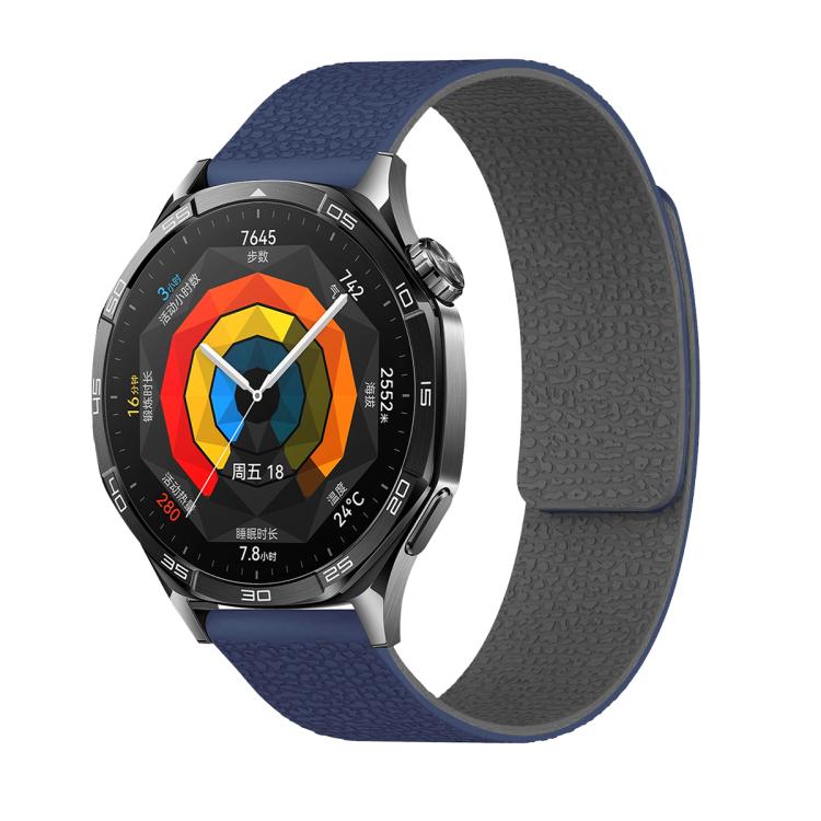 22mm Lychee Texture Soft Magnetic Silicone Watch Band(Blue Gray) - free shipping - PMC TechLife - Order now!