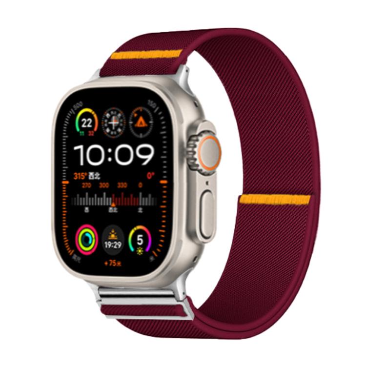 For Apple Watch 46mm / 49mm / 45mm / 44mm Adjustable Single Loop Elastic Nylon Watch Band(Burgundy) - free shipping - PMC TechLife - Order now!