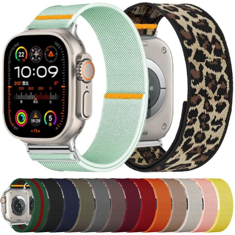 For Apple Watch 46mm / 49mm / 45mm / 44mm Adjustable Single Loop Elastic Nylon Watch Band(Leopard Print) - free shipping - PMC TechLife - Order now!