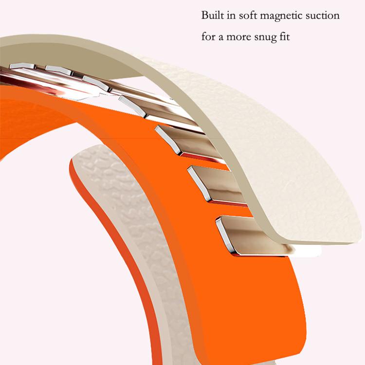 For Samsung Galaxy Watch8 / 8 Classic Lychee Texture Soft Magnetic Silicone Watch Band(Orange Black) - free shipping - PMC TechLife - Order now!