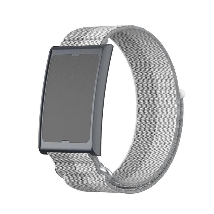 For Amazfit Helio Strap Metal Ring Two Sections Nylon Hook and Loop Fastener Watch Band(Phantom Silver) - free shipping - PMC TechLife - Order now!