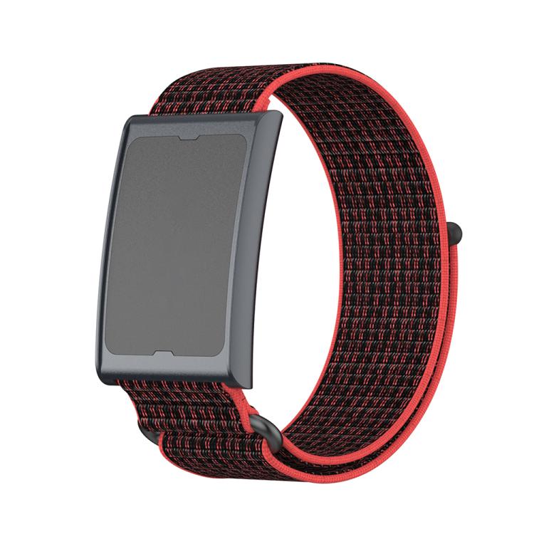 For Amazfit Helio Strap Metal Ring Two Sections Nylon Hook and Loop Fastener Watch Band(Red Black) - free shipping - PMC TechLife - Order now!