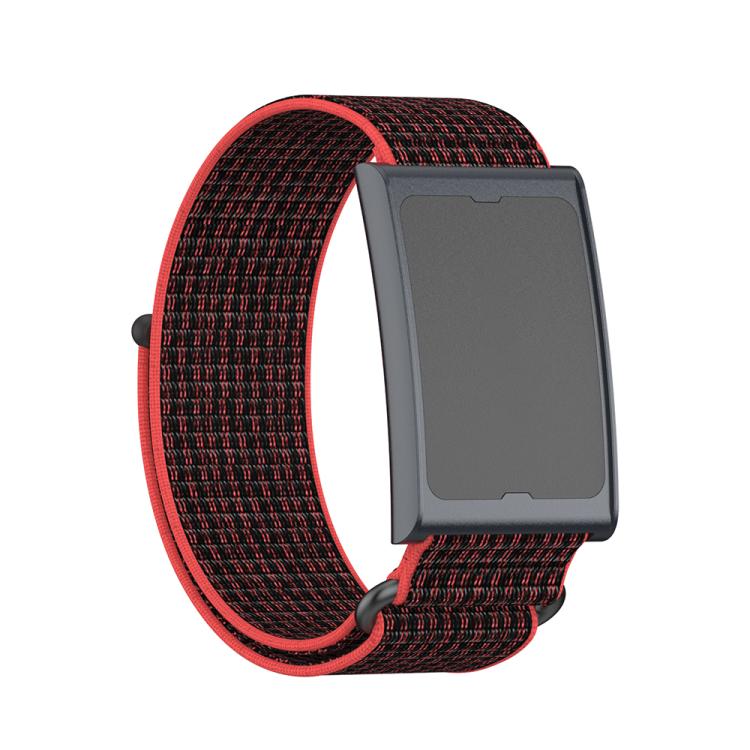 For Amazfit Helio Strap Metal Ring Two Sections Nylon Hook and Loop Fastener Watch Band(Red Black) - free shipping - PMC TechLife - Order now!