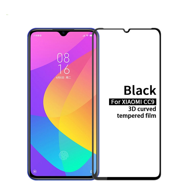 MOFI 9H 3D Explosion-proof Curved Screen Tempered Glass Film for Xiaomi Mi CC9(Black) -  by MOFI | Online Shopping South Africa | PMC Jewellery