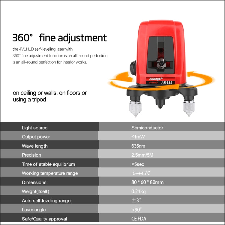 AK435 Laser Level 3D Self Leveling 2 Line Lasers Horizontal Vertical Lasers Level 360 Tripod Mini Laser Levels - Other Tester Tool by PMC Jewellery | Online Shopping South Africa | PMC Jewellery | Buy Now Pay Later Mobicred