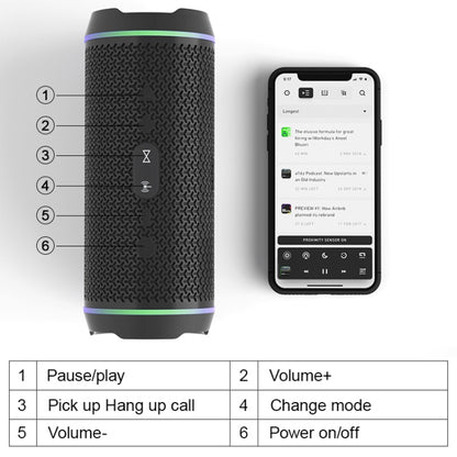 Oneder V10 Bluetooth 5.0 Color Dual LED lights, TWS Connection Function, 10W Stereo CD Quality，Support TF Card & USB Drive & AUX & FM(Grey) - Desktop Speaker by OneDer | Online Shopping South Africa | PMC Jewellery | Buy Now Pay Later Mobicred