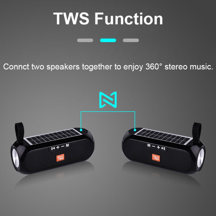 T&G TG182 Portable Column Wireless Stereo Music Box Solar Power waterproof USB AUX FM radio super bass(Black) - Desktop Speaker by T&G | Online Shopping South Africa | PMC Jewellery | Buy Now Pay Later Mobicred