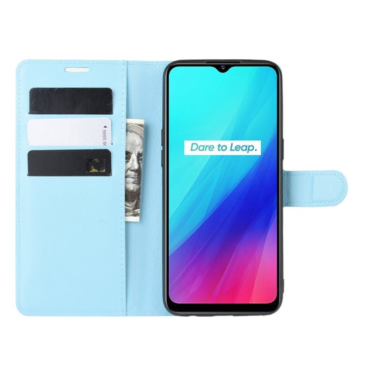 For OPPO Realme C3 (3 Cameras) Litchi Texture Horizontal Flip Protective Case with Holder & Card Slots & Wallet(Blue) - Realme Cases by PMC Jewellery | Online Shopping South Africa | PMC Jewellery | Buy Now Pay Later Mobicred