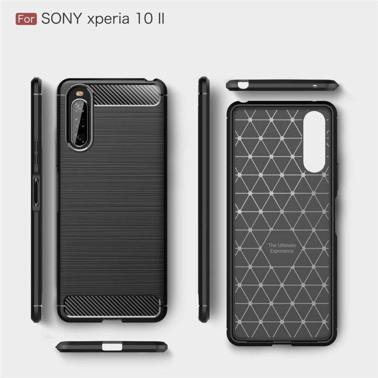 For Sony Xperia 10 II Brushed Texture Carbon Fiber TPU Case(Black) - Sony Cases by PMC TechLife | Online Shopping South Africa | PMC TechLife