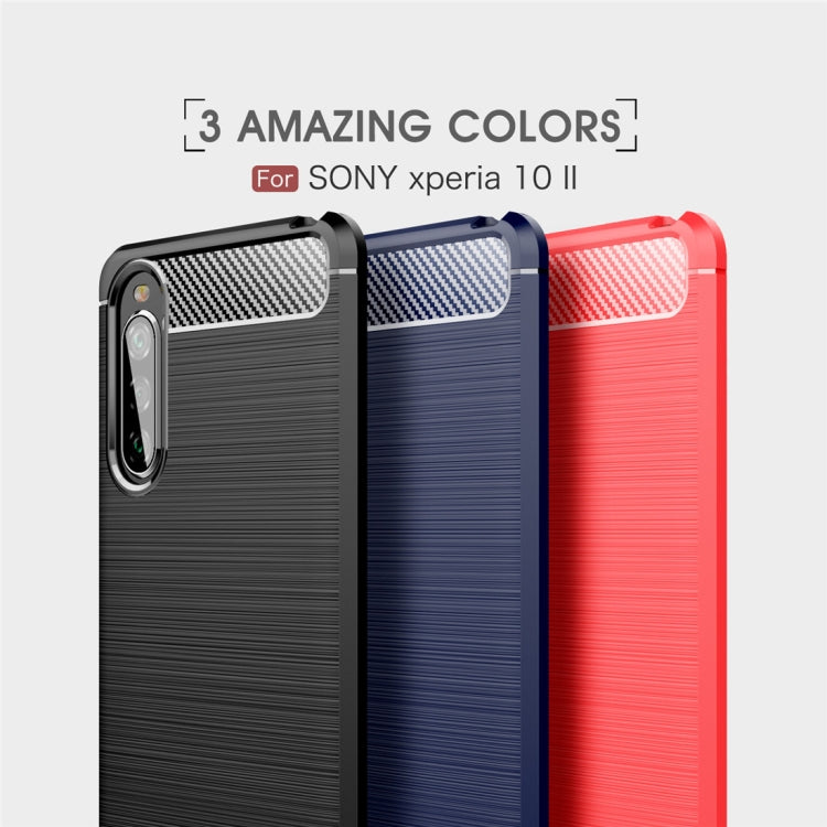 For Sony Xperia 10 II Brushed Texture Carbon Fiber TPU Case(Black) - Sony Cases by PMC TechLife | Online Shopping South Africa | PMC TechLife