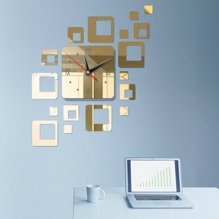 Home Mirror Surface Sticker Home Office Decorative Mirrors 3D Stereo Clock Acrylic Mirror Clock Block Combination Clock(Black) - free shipping - PMc TechLife - Order now!