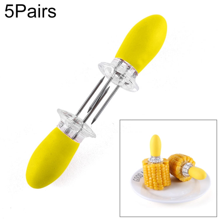 5 Pairs Outdoor BBQ Stainless Steel Corn Fork Fruit Fork Corn Device(Yellow) - Gadgets by PMC Jewellery | Online Shopping South Africa | PMC Jewellery | Buy Now Pay Later Mobicred