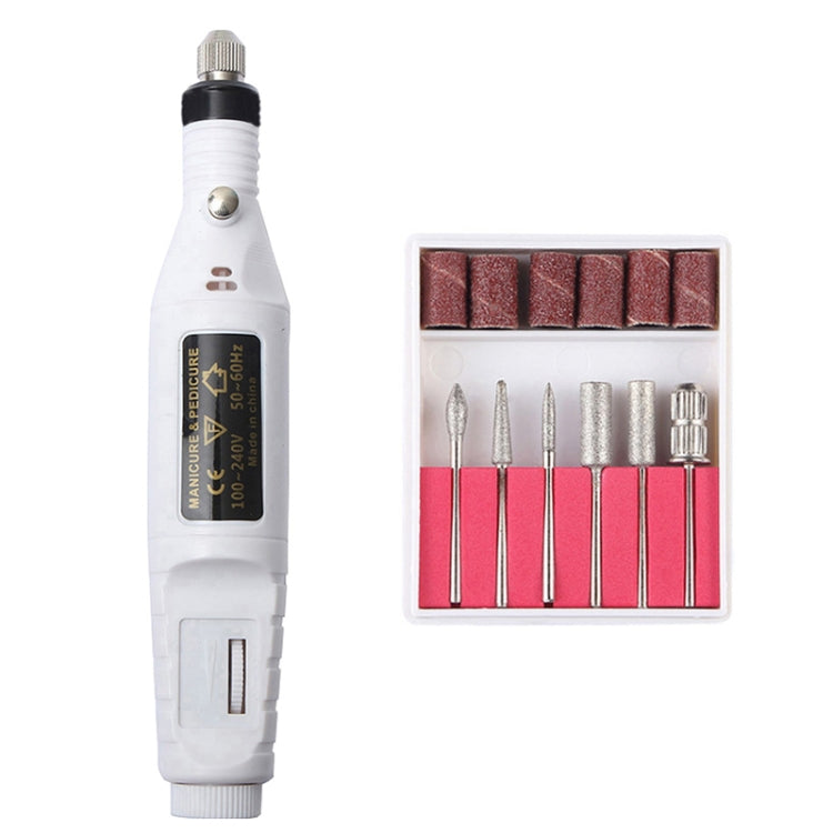 1 Set Power Professional Electric Manicure Machine Pen Pedicure Nail File Nail Tools 6 bits Drill Nail Drill Machine(EU White) - Grinding Tools & Accessories by PMC TechLife | Online Shopping South Africa | PMC TechLife | Buy Now Pay Later Mobicred