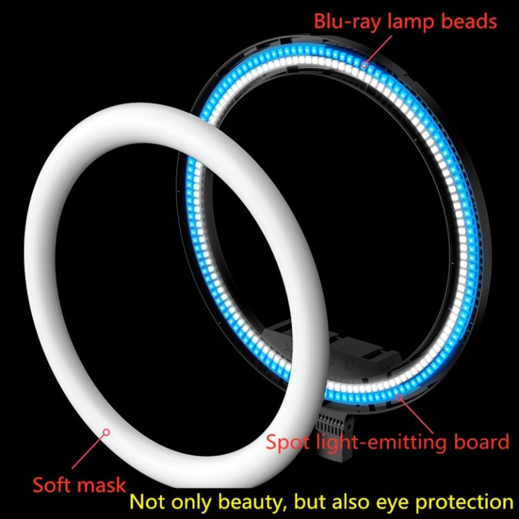 18 inch+ Phone Clip Dimmable Color Temperature LED Ring Fill Light Live Broadcast Set With 2.1m Tripod Mount, CN Plug - Ring Light by PMC TechLife | Online Shopping South Africa | PMC TechLife | Buy Now Pay Later Mobicred