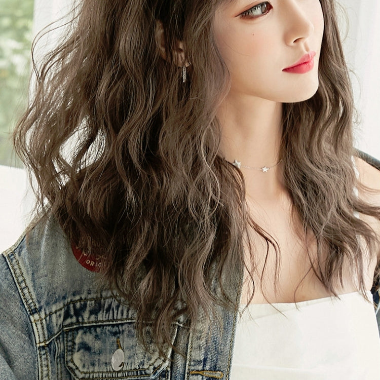Women's Wool Long Hair With Bangs Natural Fluffy Wig, Color:Cold Brown 54CM - free shipping - PMC TechLife - Order now!