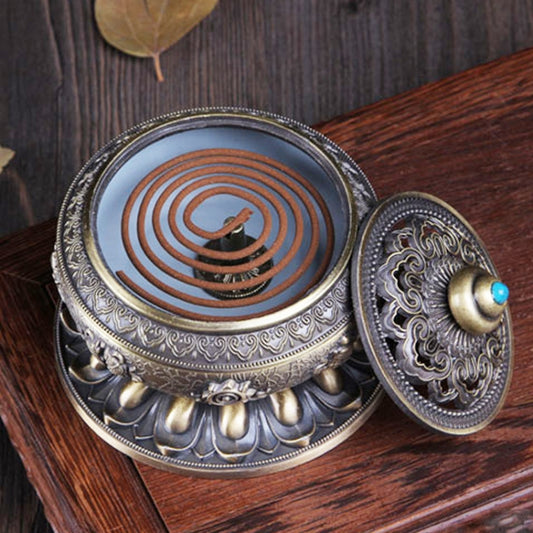 Unique Mosquito Incense Burner Mosquito Coil Holder with Metal Mesh Cover(Bronze) - Mosquito Coil Tray by PMC Jewellery | Online Shopping South Africa | PMC Jewellery | Buy Now Pay Later Mobicred