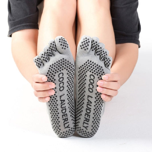 A Pair, Solid Color Non-slip Sweat-absorbent Yoga Socks Split Toe Socks for Women, Size:One Size(Gray) - Yoga Socks & Shoes by PMC Jewellery | Online Shopping South Africa | PMC Jewellery | Buy Now Pay Later Mobicred