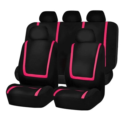 Universal Car Seat Cover Polyester Fabric Automobile Seat Covers Car Seat Cover Vehicle Seat Protector Interior Accessories 9pcs Set Pink - Seat Accessories by PMC Jewellery | Online Shopping South Africa | PMC Jewellery | Buy Now Pay Later Mobicred