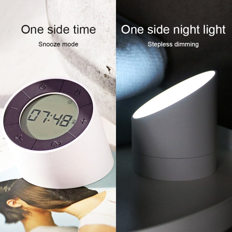 Simple Home Creative Multi-function Charging Stepless Dimming Alarm Clock Night Light(Gray) - Alarm Clocks by PMc TechLife | Online Shopping South Africa | PMc TechLife | Buy Now Pay Later Mobicred