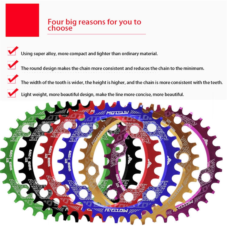MOTSUV Narrow Wide Chainring MTB  Bicycle 104BCD Tooth Plate Parts(Purple) - Bicycle Brake Parts by MOTSUV | Online Shopping South Africa | PMC TechLife | Buy Now Pay Later Mobicred