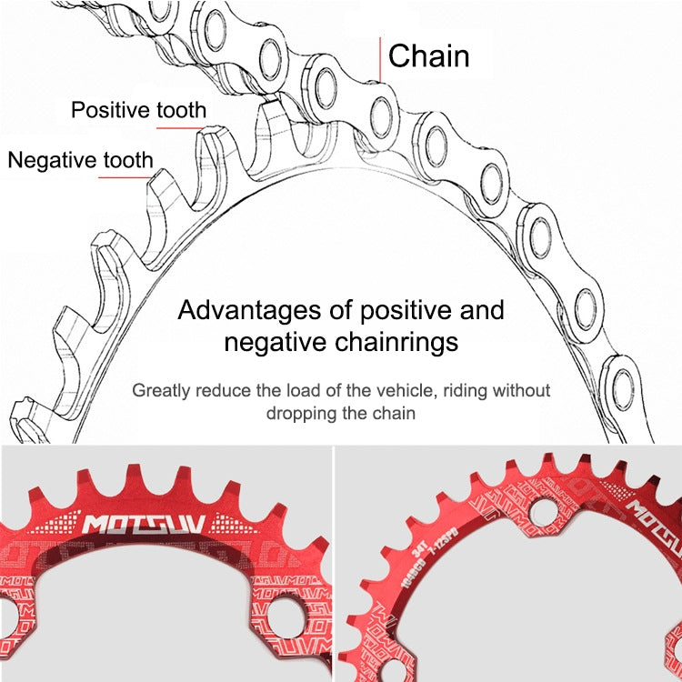MOTSUV Narrow Wide Chainring MTB  Bicycle 104BCD Tooth Plate Parts(Green) - Bicycle Brake Parts by MOTSUV | Online Shopping South Africa | PMC TechLife | Buy Now Pay Later Mobicred