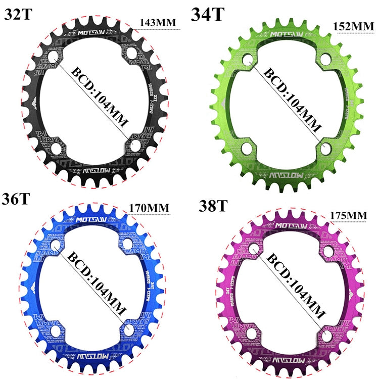 MOTSUV Narrow Wide Chainring MTB  Bicycle 104BCD Tooth Plate Parts(Red) - Bicycle Brake Parts by MOTSUV | Online Shopping South Africa | PMC TechLife | Buy Now Pay Later Mobicred