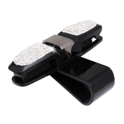 Diamond Mounted Rotating Car Glasses Clip Card Paper Holder Clips(Bright Black) - Sunglasses & Glasses Clips by Dabond | Online Shopping South Africa | PMC Jewellery | Buy Now Pay Later Mobicred