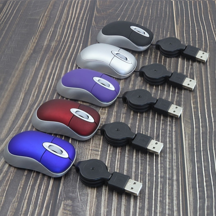 Mini Computer Mouse Retractable USB Cable Optical Ergonomic1600 DPI Portable Small Mice for Laptop(Black) - Wired Mice by PMc TechLife | Online Shopping South Africa | PMc TechLife | Buy Now Pay Later Mobicred