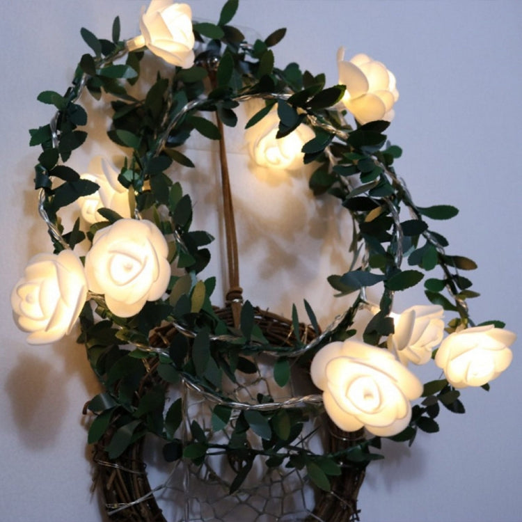 10m 100 LEDs Solar Simulation Green Leaf Rattan Rose Flower Vine LED Light String Garland Decoration - Holiday Lights by PMc TechLife | Online Shopping South Africa | PMc TechLife | Buy Now Pay Later Mobicred