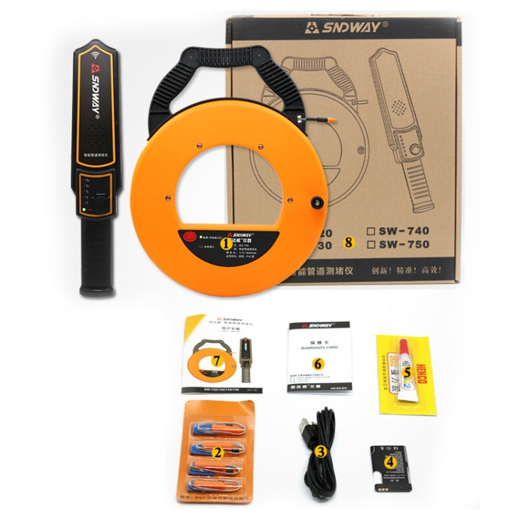 SNDWAY Pipe Scanner Thickness PVC Pipe Blockage Width Measuring Instrument, Specification:SW720 Standard (20 meters) - Coating Thickness Gauge by SNDWAY | Online Shopping South Africa | PMC Jewellery | Buy Now Pay Later Mobicred