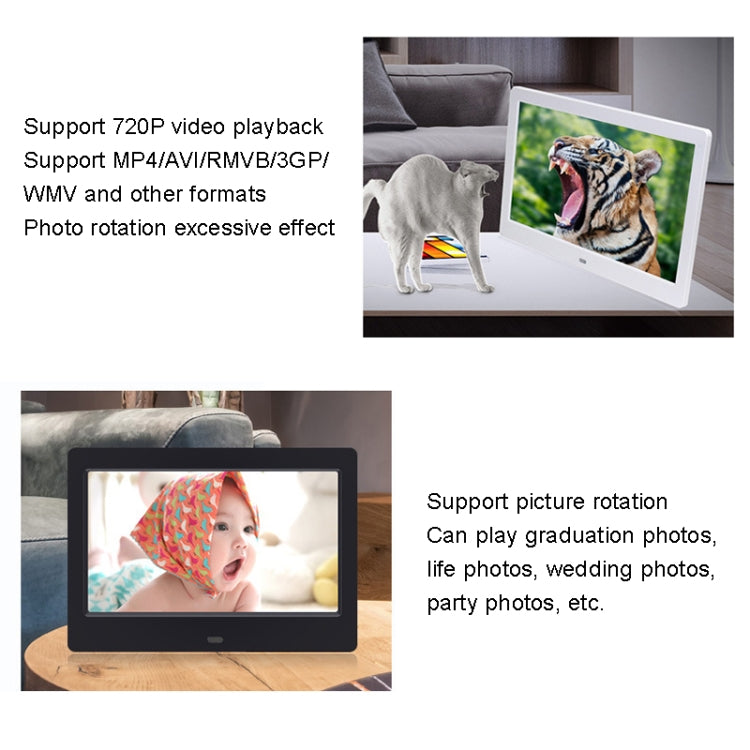 DPF-706-2.4G 7 inch Digital Photo Frame LED Wall Mounted Advertising Machine, Plug:US Plug(Black) - 1.5-7.0 inch by PMC Jewellery | Online Shopping South Africa | PMC Jewellery | Buy Now Pay Later Mobicred