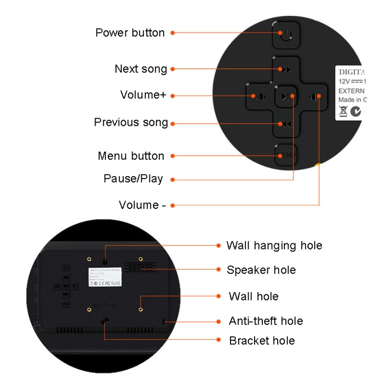 DPF-1201 12 inch 1280x800 Resolution Wall Mounted Advertising Machine LCD Electronic Photo Frame, Plug:US Plug(Black) - free shipping - PMC TechLife - Order now!