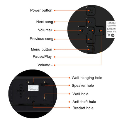 DPF-1201 12 inch 1280x800 Resolution Wall Mounted Advertising Machine LCD Electronic Photo Frame, Plug:UK Plug(Black) - 11-15 inch by PMC Jewellery | Online Shopping South Africa | PMC Jewellery | Buy Now Pay Later Mobicred