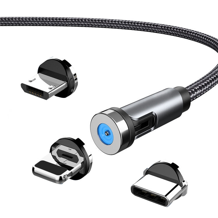 CC56 8 Pin + Type-C/USB-C + Micro USB Magnetic Interface Dust Plug Rotating Data Charging Cable, Cbale Length: 2m(Black) - free shipping - PMC Jewellery - Order now!
