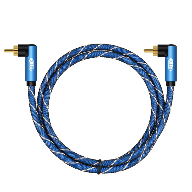 EMK Dual 90-Degree Male To Male Nylon Braided Audio Cable, Cable Length:1.5m(Blue) - Audio Optical Cables by EMK | Online Shopping South Africa | PMC Jewellery | Buy Now Pay Later Mobicred