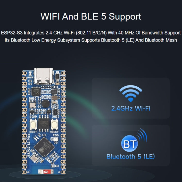 Waveshare ESP32-S3 Microcontroller, 2.4 GHz Wi-Fi Development Board Dual-core Processor - free shipping - PMC TechLife - Order now!