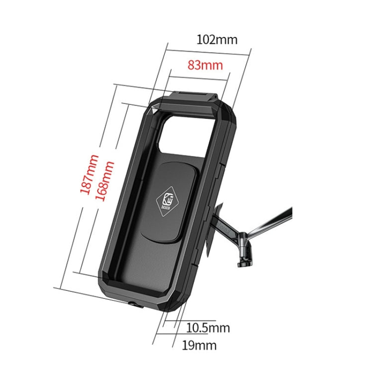 Kewig Bicycle Motorcycle Rearview Mirror Waterproof Box Touch Screen Phone Holder(Large) - Holders by Kewig | Online Shopping South Africa | PMC Jewellery | Buy Now Pay Later Mobicred