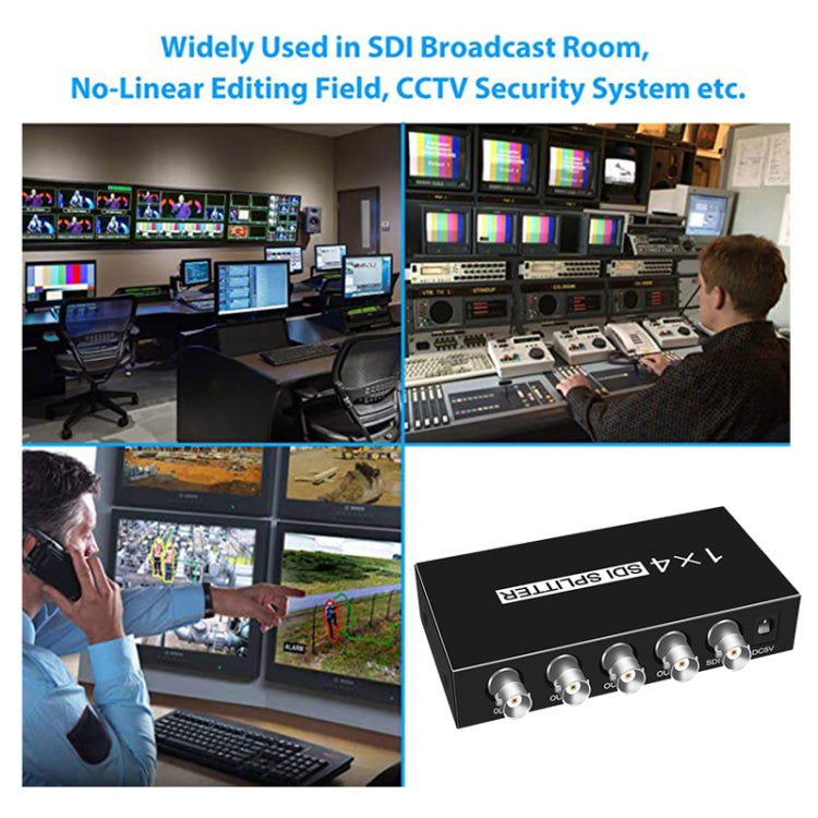 1 In 4 Out SD-SDI / HD-SDI / 3G-SDI Distribution Amplifier Video SDI Splitter(US Plug) - free shipping - PMC Jewellery - Order now!