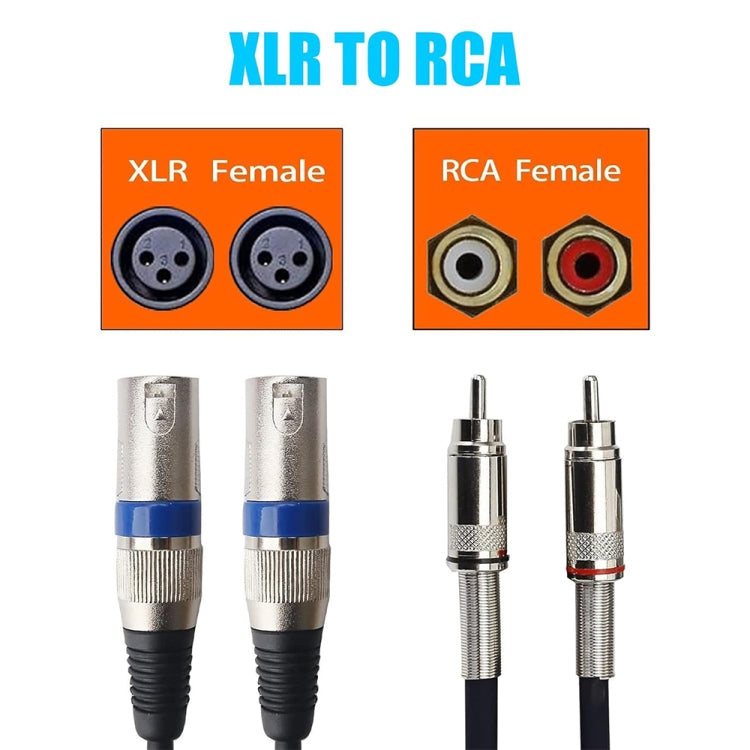 2RCA Male 2XLR Caron Female Speaker Audio Balance Cable, Length:10m - Microphone Audio Cable & Connector by PMC Jewellery | Online Shopping South Africa | PMC Jewellery | Buy Now Pay Later Mobicred