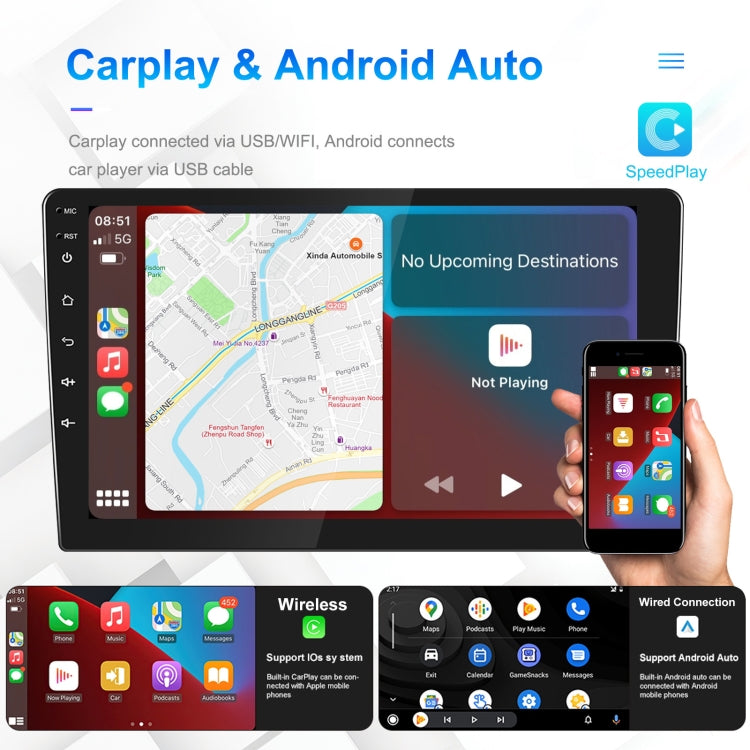 A3196 10 Inch Car Android Large Screen Navigation Central Control Screen 2+64G Player with CarPlay, Style:Standard+4Lights Camera - Car MP3 & MP4 & MP5 by PMC Jewellery | Online Shopping South Africa | PMC Jewellery | Buy Now Pay Later Mobicred