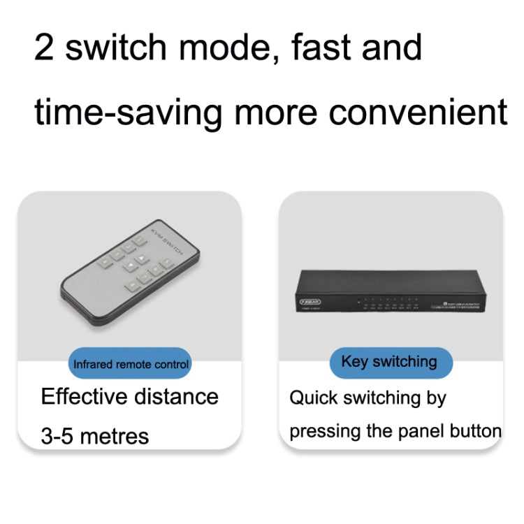 FJGEAR FJ-810UK 8 In 1 Out USB KVM Switcher With Desktop Switch, Plug Type:EU Plug(Black) - free shipping - PMC Jewellery - Order now!