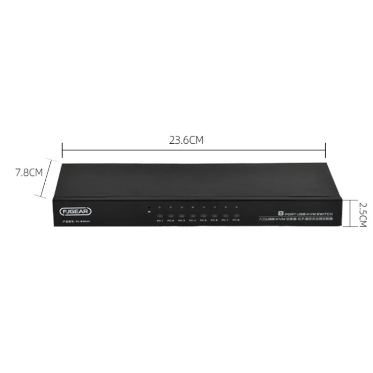 FJGEAR FJ-810UK 8 In 1 Out USB KVM Switcher With Desktop Switch, Plug Type:US Plug(Black) - free shipping - PMC Jewellery - Order now!