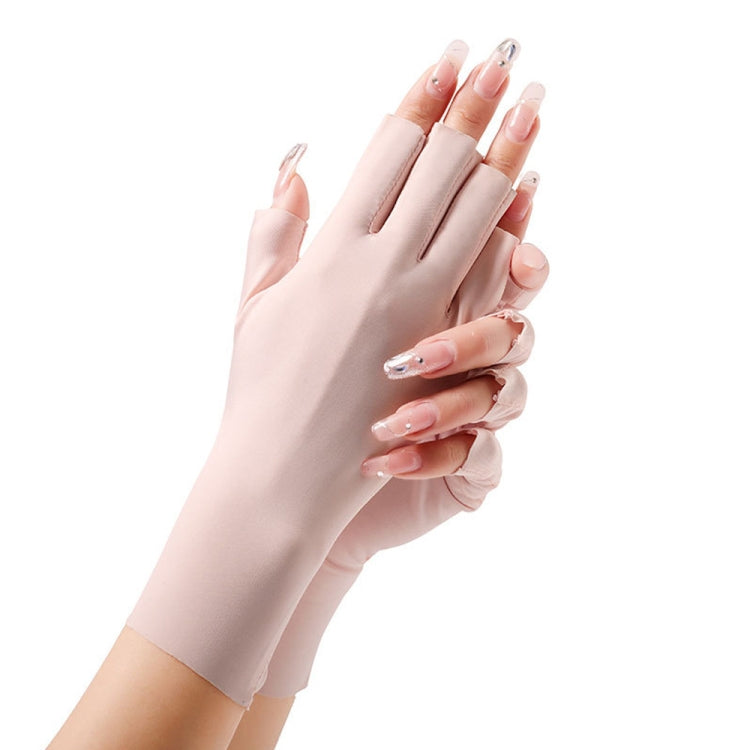 Ladies Sunscreen Gloves Half Finger Ice Silk Gloves,Style: Linked Finger(Gray) - Safety Gloves by PMC TechLife | Online Shopping South Africa | PMC TechLife | Buy Now Pay Later Mobicred
