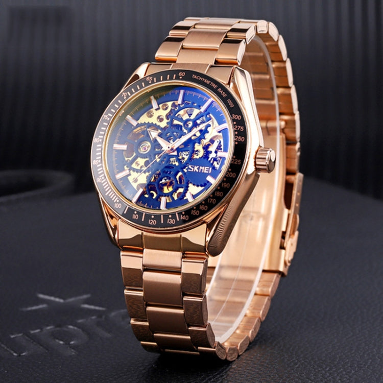 SKMEI 9194 Men Automatic Skeleton Mechanical Steel Band Watch (Black) - free shipping - PMC TechLife - Order now!