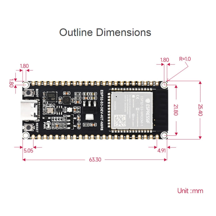 Waveshare ESP32-S3 Microcontroller 2.4GHz Wi-Fi Development Board ESP32-S3-WROOM-1-N8R8 Module Standard Ver. - free shipping - PMC Jewellery - Order now!