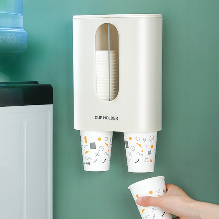 Household Punch-free Wall-mounted Disposable Paper Cup Taker Automatic Water Cup Holder Dispenser(Binocular Blue) - Shelf & Hooks by PMC TechLife | Online Shopping South Africa | PMC TechLife