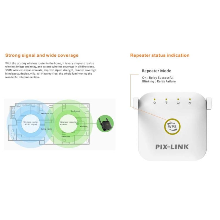 PIX-LINK WR22 300Mbps Wifi Wireless Signal Amplification Enhancement Extender, Plug Type:UK Plug(Black) - free shipping - PMC Jewellery - Order now!