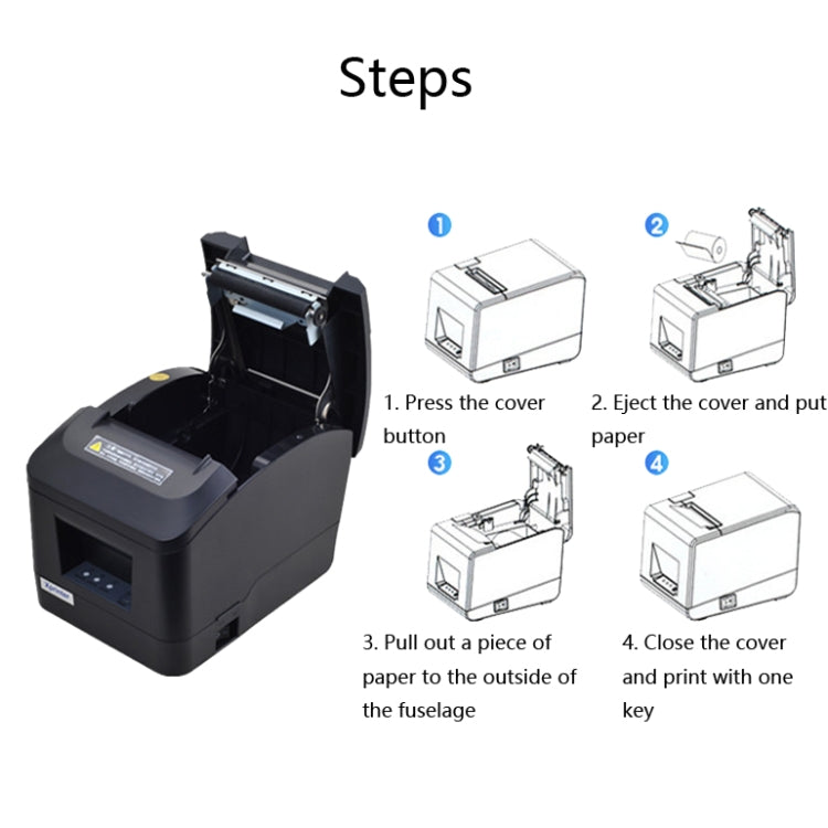 Xprinter XP-A160M Thermal Printer Catering Bill POS Cash Register Printer, Style:EU Plug(USB) - Receipt Printers by Xprinter | Online Shopping South Africa | PMC Jewellery | Buy Now Pay Later Mobicred