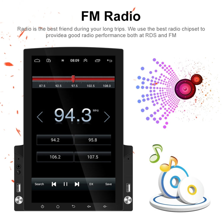 9.7 inch Vertical Screen HD 2.5D Glass Car MP5 Player Android Navigation All-in-one Machine, Specification:Standard+8 Lights Camera - free shipping - PMC TechLife - Order now!