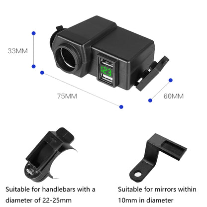 Motorcycle Car Dual USB Mobile Phone Charger With Cigarette Lighter Interface Multi-function Digital Display Car Charger, Style:DYUK-2 Green Light - Battery Charger by PMC Jewellery | Online Shopping South Africa | PMC Jewellery